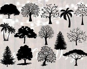 Tree silhouette svg bundle, tree svg, tree silhouette svg, tree clipart, cutting files