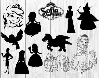 Paquete SVG de Sofía la Primera, clipart de Sofía la Primera, princesa SVG, archivos de corte para silueta Cricut, PNG, EPS
