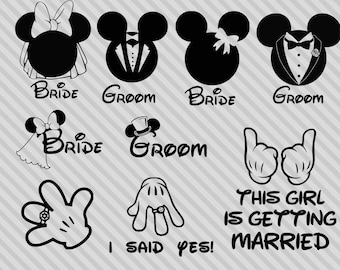 Paquete SVG de boda, SVG de novia, clipart de boda, compromiso, archivos de corte para silueta de Cricut, EPS, PNG, SVG