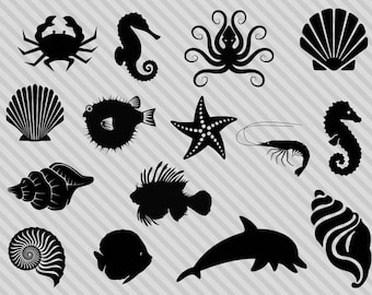 paquete de SVG de océano, SVG bajo el mar, clipart de océano, SVG de animales del océano, SVG de playa, clipart, dxf, png