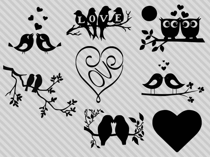 Love Birds Svg Love Birds Clipart Valentine Love Birds Svg Etsy