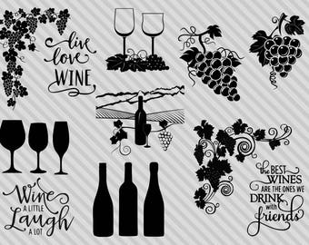 Paquete de SVG de vino, paquete de SVG de tour, clipart de vino, vive y ama el vino SVG, png, botella de vino SVG, vino, ríete un poco, mucho SVG
