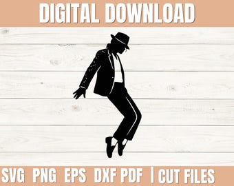 Moonwalk Dance Pose SVG: Iconic Pop Star Silhouette Cut File, PNG, eps, dxf, pdf, cricut (Digital Download)