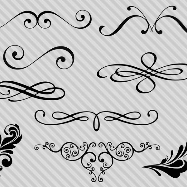 Flourish svg, flourish clipart, png, cut files for cricut and silhouette