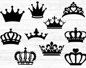 Pacchetto SVG corona, pacchetto SVG principessa, file di taglio corona, clipart corona, file svg corona per silhouette, file per cricut,svg, dxf, eps, png