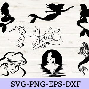 The little mermaid svg bundle, Ariel's signature svg, little mermaid clipart, png, Instant download image 1