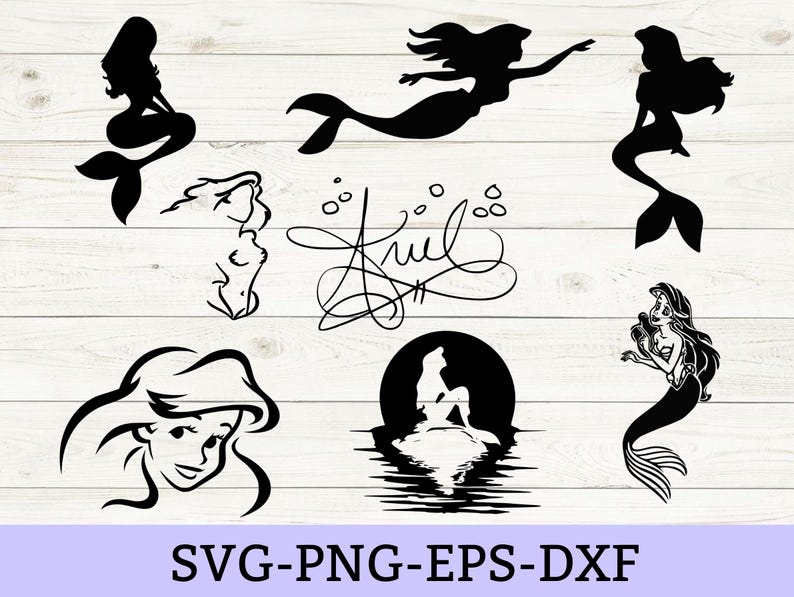 The little mermaid svg bundle, Ariel's signature svg, little mermaid clipart, png, Instant download image 1