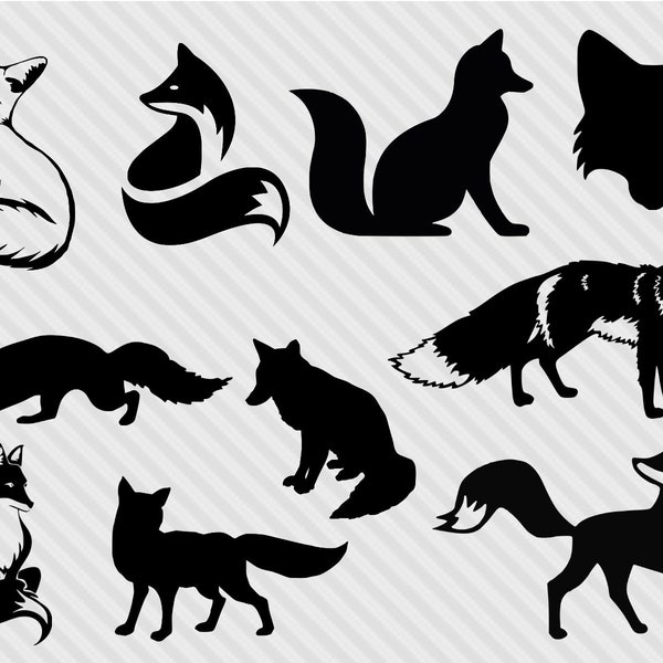 Fox svg bundle, fox clipart, fox silhouette svg, fox dxf, cut files for cricut and silhouette