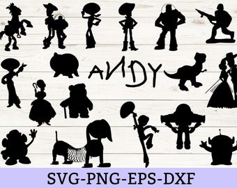 Toy Story SVG-Bundle, Toy Story Silhouette, Toy Story Clipart, für Cricut, für Silhouette, ANDY PNG, SVG, DXF, SOFORT-DOWNLOAD