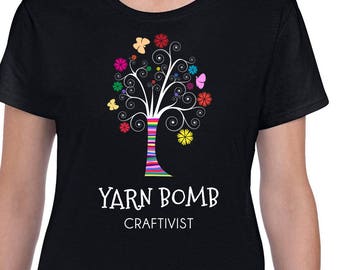 Yarn Bomb Craftivist Colorful Women's T-shirt for Knitters