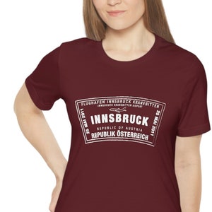Innsbruck Austria Kranebitten Airport Passport Stamp Vacation Travel Unisex T-shirt