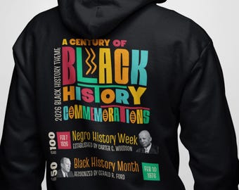 Sudadera con capucha y cremallera del Mes de la Historia Afroamericana / Un siglo de conmemoraciones de la historia afroamericana / Tema del Mes de la Historia Afroamericana 2026