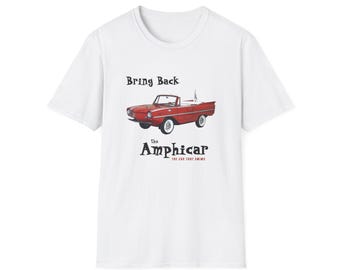 Camiseta "Bring Back the Amphicar" / Diseño de coche anfibio rojo vintage