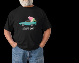 Camiseta de verano Amphicar para exhibiciones de coches, baños y chapuzones, coche de colección, camiseta suave verde fiordo.