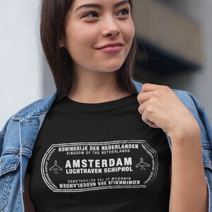 Amsterdam Netherlands Passport Stamp Vacation Travel Souvenir Unisex Tshirt for Men and Women