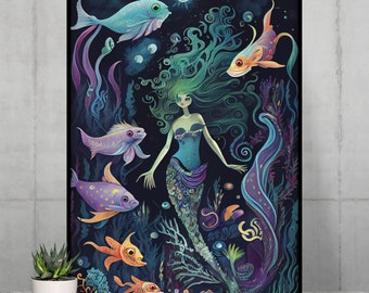 Mermaid Garden Mermaidcore Fairycore Underwater Ocean Poster (5 sizes)