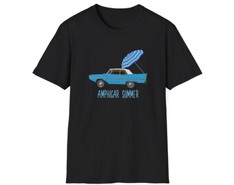 Camiseta de verano Amphicar azul laguna para exhibiciones de autos, baños y chapuzones, autos de colección, vintage y retro - Camiseta unisex de estilo suave