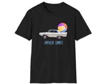 Camiseta de verano de Amphicar en color blanco arena de playa para exhibiciones de autos, baños y chapuzones, autos de colección, vintage y retro - Camiseta unisex de estilo suave