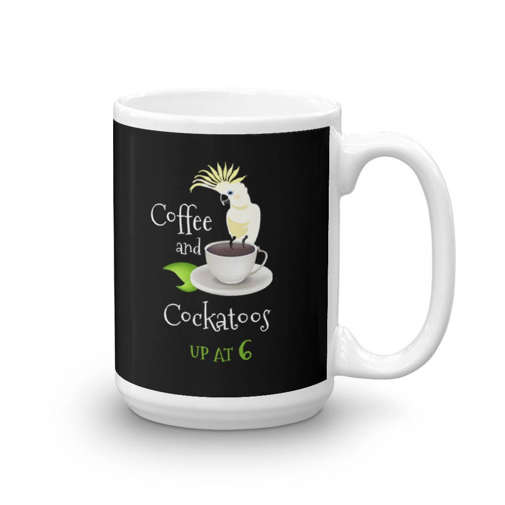 Coffee and Cockatoos up at Six Funny Parrot Mug Etsy