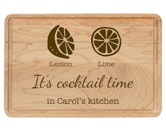 Tabla de cortar de madera personalizada, bloque de corte de arce grabado para cocinas o bares, tamaño pequeño (23 x 15 cm)