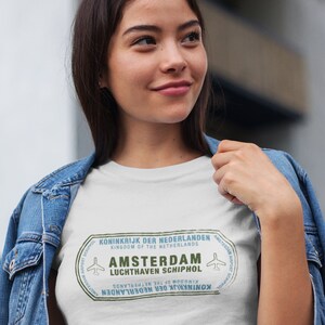 Amsterdam Netherlands Passport Stamp Vacation Travel Souvenir Tshirt for Men and Women