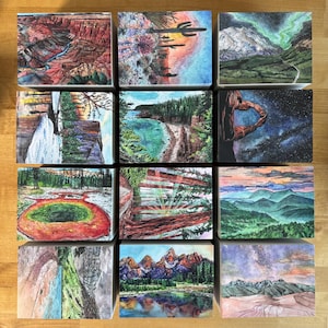 Juego de postales de parques nacionales + postal adicional de un parque estatal