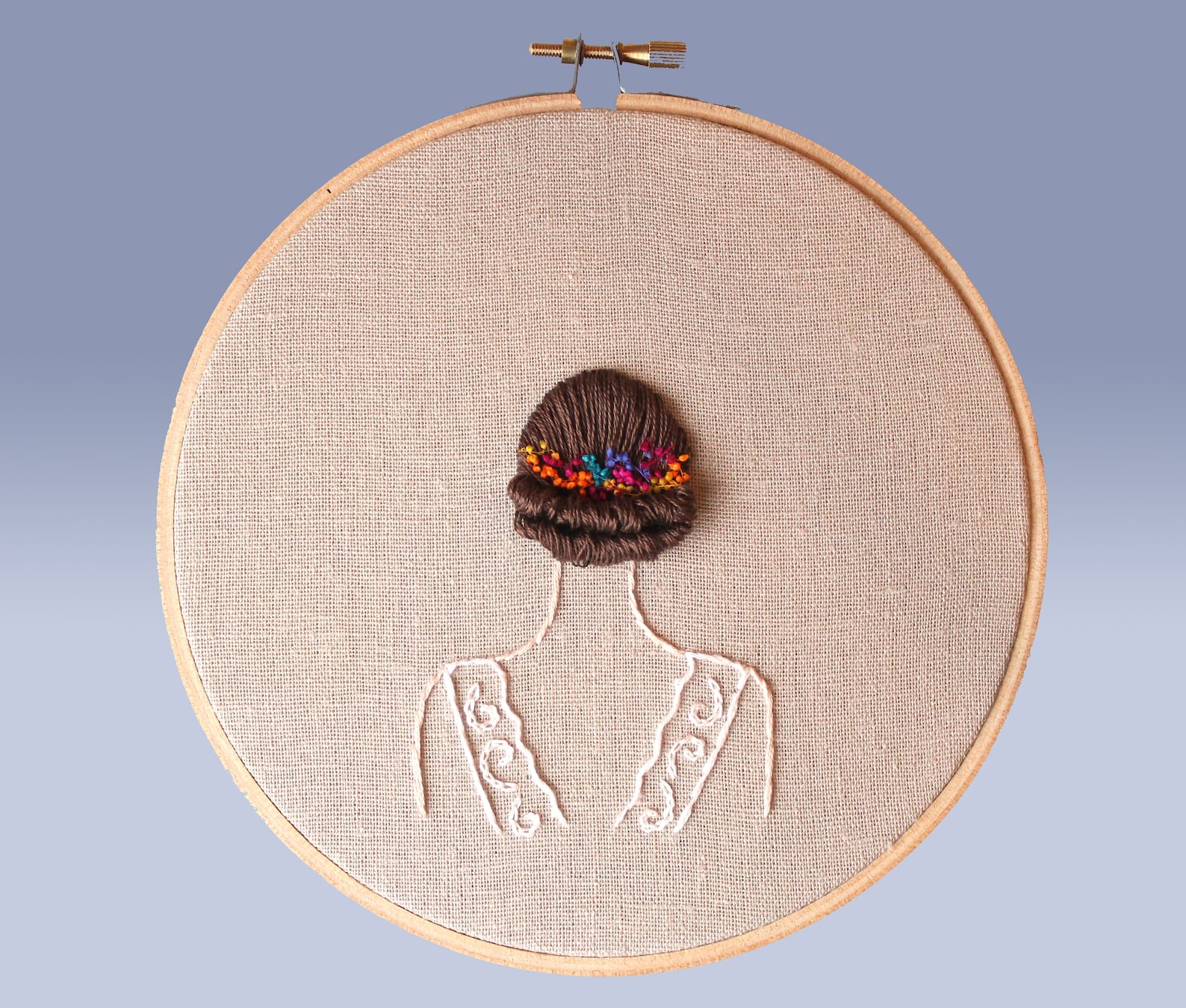 Embroidered Girl With 16cm Hoop, Embroidery Art, Hoop Art, Girl
