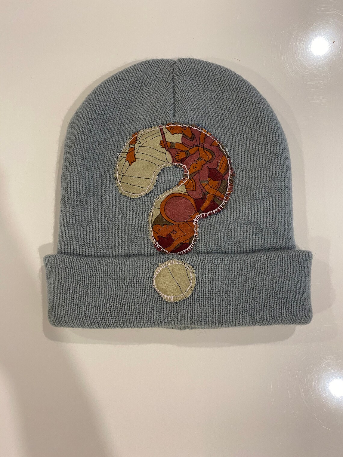 Large Tipper Question Mark Patchwork Beanie Etsy