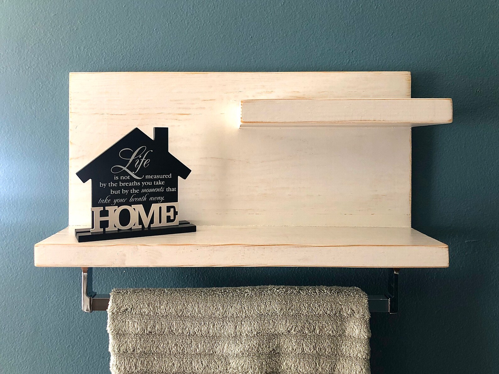 2 Tier Shelf With Towel Bar Bathroom Shelf Towel Bar Towel Etsy