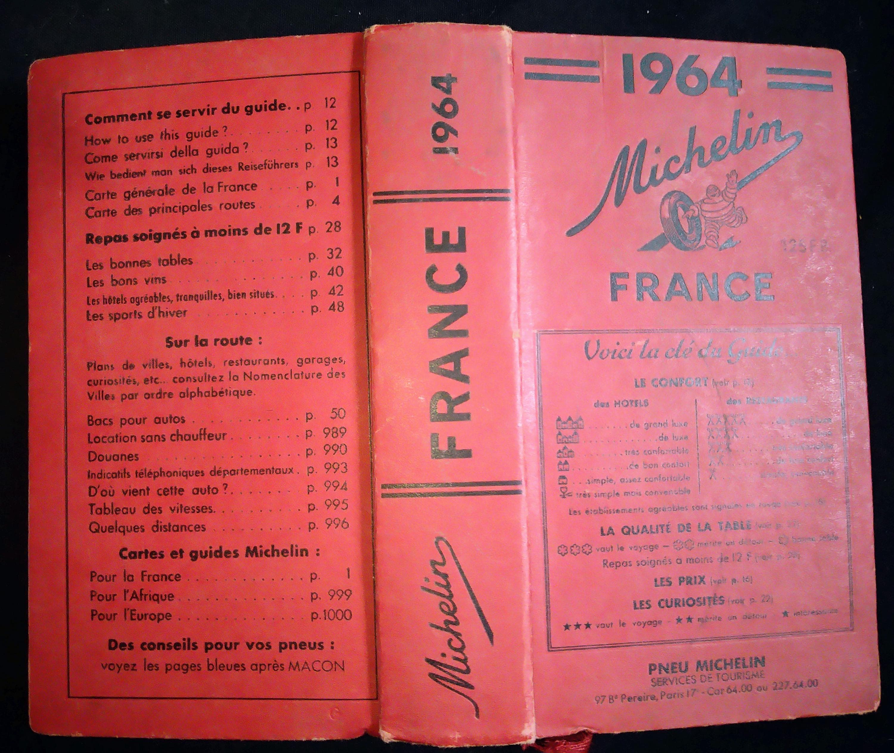 Michelin Guide France. Selection 1964 and 1965. Well-preserved