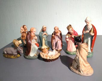 Lot De 2 Grands Santons Joseph Et Marie - Style Devineau - Plâtre - 10,5 Cm