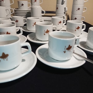 APILCO, Set of 6 or 9 Original Restaurant Cups, French Coffee Cups, Bistro Cups, Vintage, Strong and Heavy. With imprint.