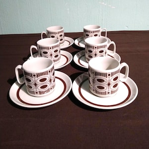 APILCO, 4 petit café cups, original restaurant cups, French espresso cups, vintage, small, strong and heavy. With imprint.