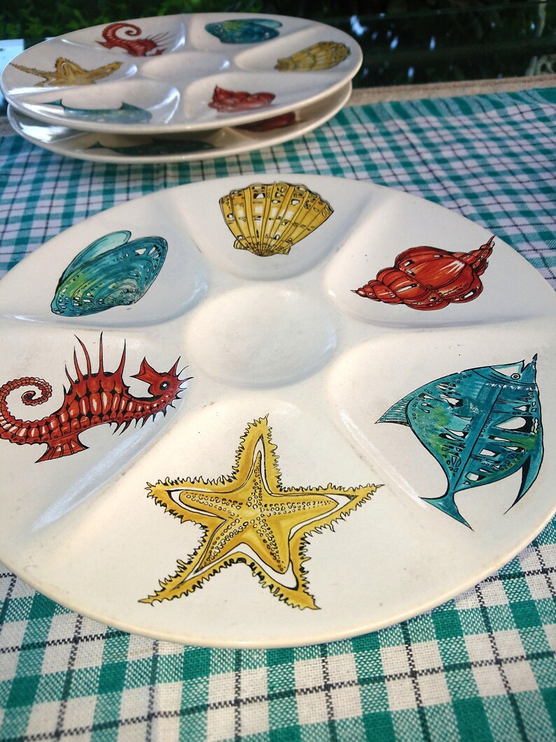 2, 4 or 6 Villeroy Boch Oyster, Fish, Tapa Plates, 1960s, Design Sea ...