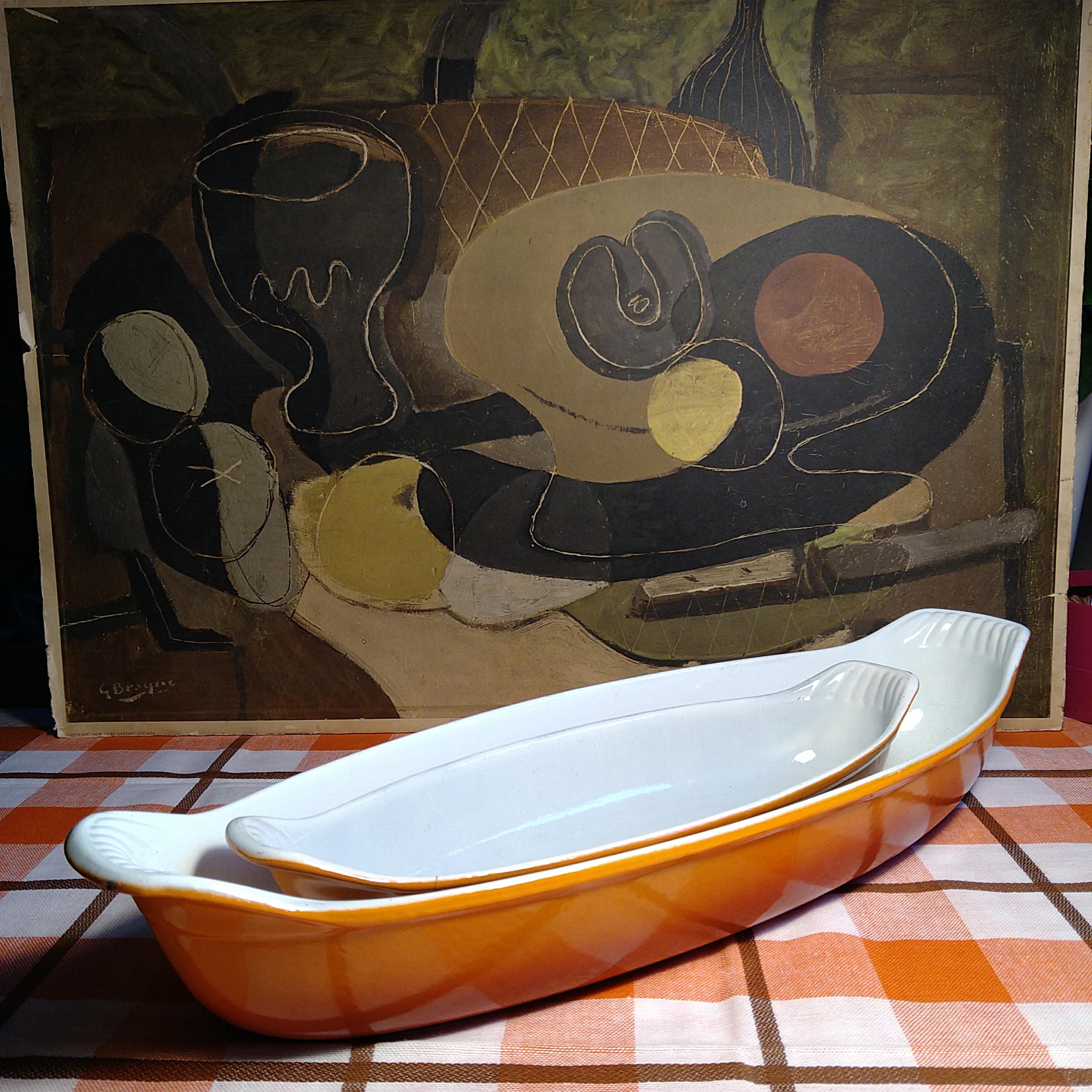 Plat à Gratin Ovale Le Creuset N°32, Fonte, Beige Vintage, Neuf Avec Défaut Mineur