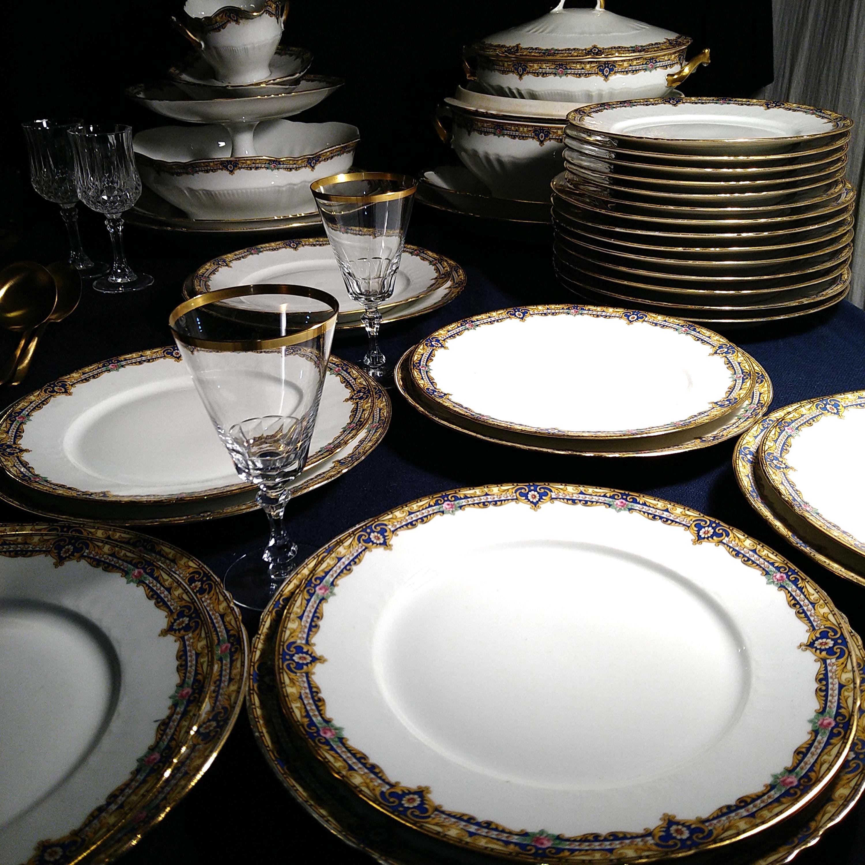56-delige serviesset voor 12 personen, porselein Bone China keuken eetkamer wit rond diner servies combinatieset met ontbijtgranen dessertborden schotels en soeppan