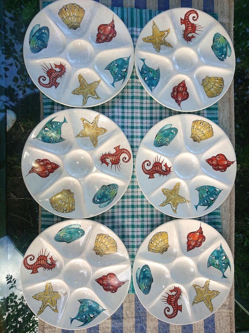 2, 4 or 6 Villeroy Boch Oyster, Fish, Tapa Plates, 1960s, Design Sea ...