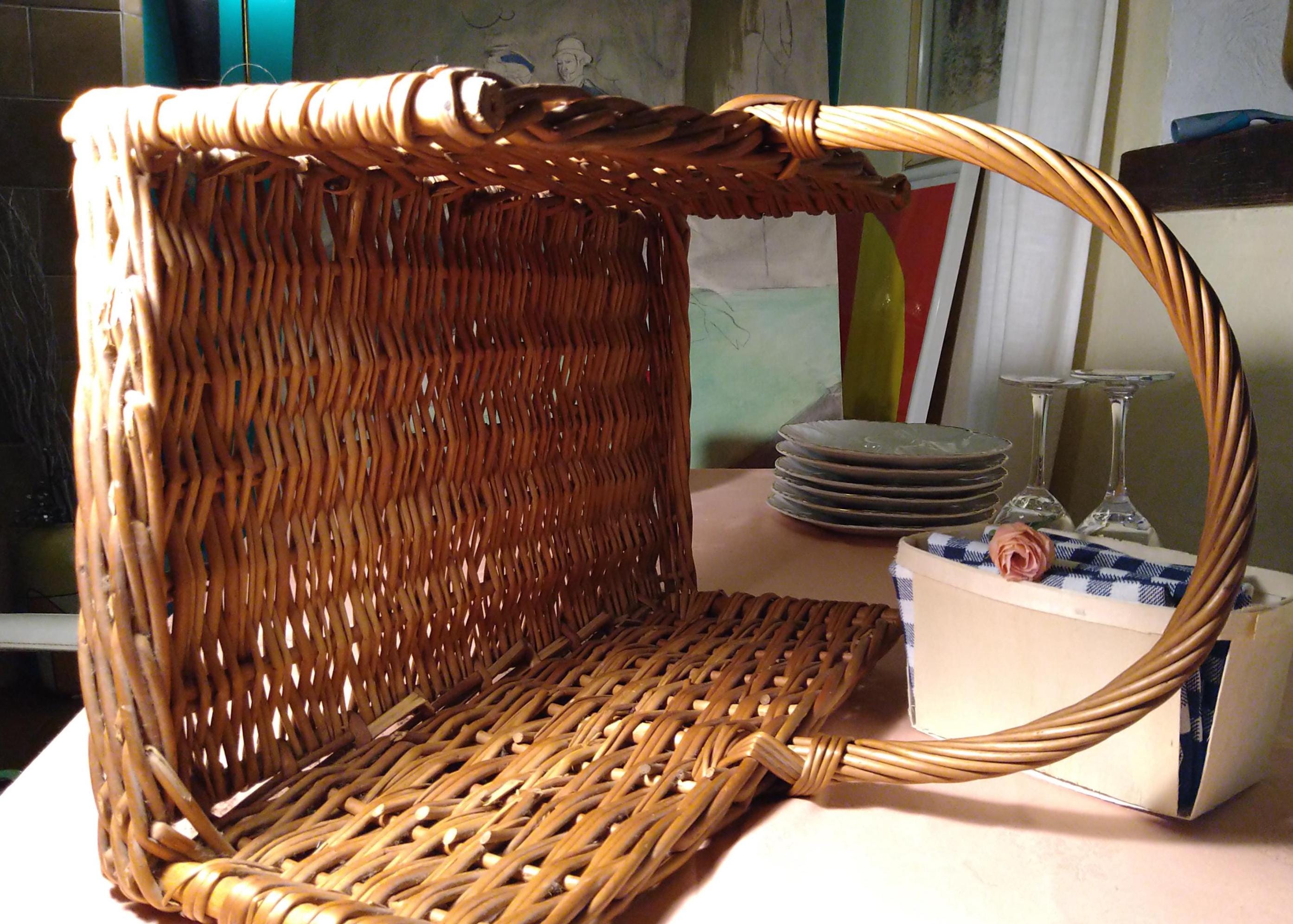 French Vintage Baker's Basket, Wicker Bread Basket , Vintage