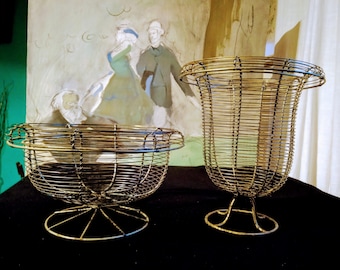 Vintage French wire baskets, Medici shape. Basket with eggs/fruits/flowers. Traditional. Decorative, practical, romantic. Sale separately
