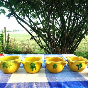 Old Mediterranean mortars, classic and popular in southern Europe, heavy ceramic, yellow-green glazed, terracotta, various sizes.