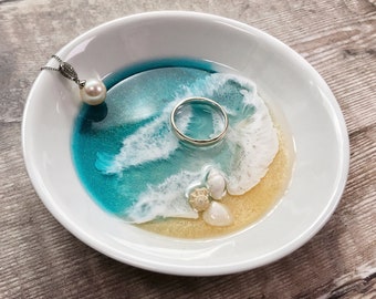 Ocean Trinket Dish, Ring Dish, Dish for Keys, Ring Holder, Trinket Dish Blue, Ring Dishes, Gift for ocean lover, gift for friend