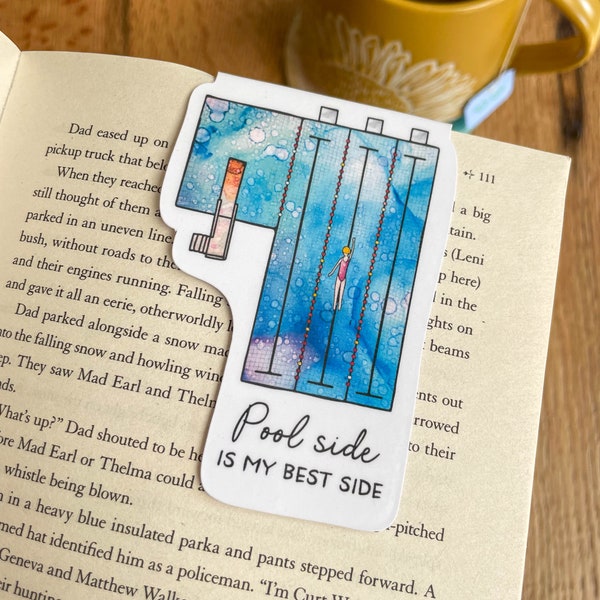 Swimming Pool Themed Magnetic Book Mark | Women Swimming | Poolside Book Clip | Gift for Swimmer | Swimming Pool Gift | Gift for Book Lovers