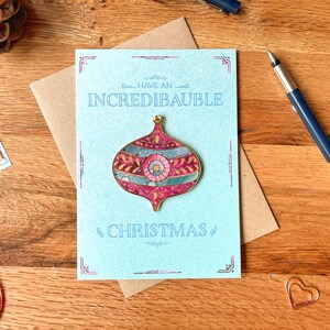 Boule de Noël rétro détachable en miroir doré avec carte de Noël petit petit