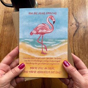 Carte de voeux encourageante avec un flamant rose - Collection Get Your Pink Back