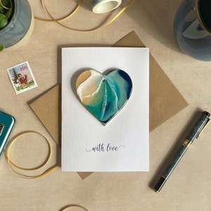 Personalised Card & Heart Decoration | Ocean Keepsake Decoration | Beach Decor for living room or bedroom | Wine Bottle/ Vase Ocean Ornament