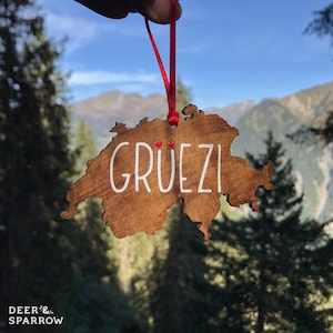 Grüezi Hängeornament, Schweiz Karte, Geschenk zur Hochzeit, Weihnachtsdekoration, Weihnachtsdekoration