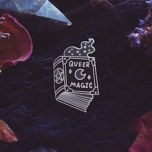 Queer Magic Pin Original Artist Enamel Lapel Pin Spell Book Of Shadows LGBTQ Witch Gay Trans Non-binary LGBTQ Pride Witchcraft image 1
