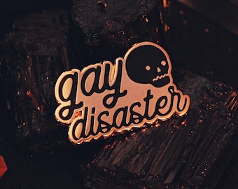 Gay Disaster Pin - Enamel Lapel Pin - Queer LGBTQ Pride Skeleton Skull Spooky Gay Mess Lesbian Gay Bisexual Trans Non-binary
