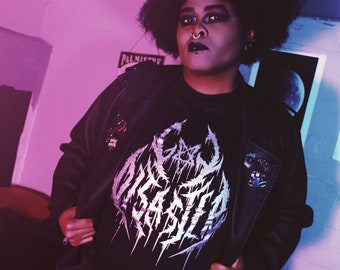 GAY DISASTER Shirt - Silver Ink On Black T-shirt Screenprinted - Queer Gay Trans LGBTQ+ Pride Gothic Black Metal Punk Band Font