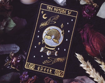 The Future Is Queer - 70mm x 120mm Iron On Patch - Tarot Card